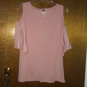 Light Pink tank with cut out shoulders